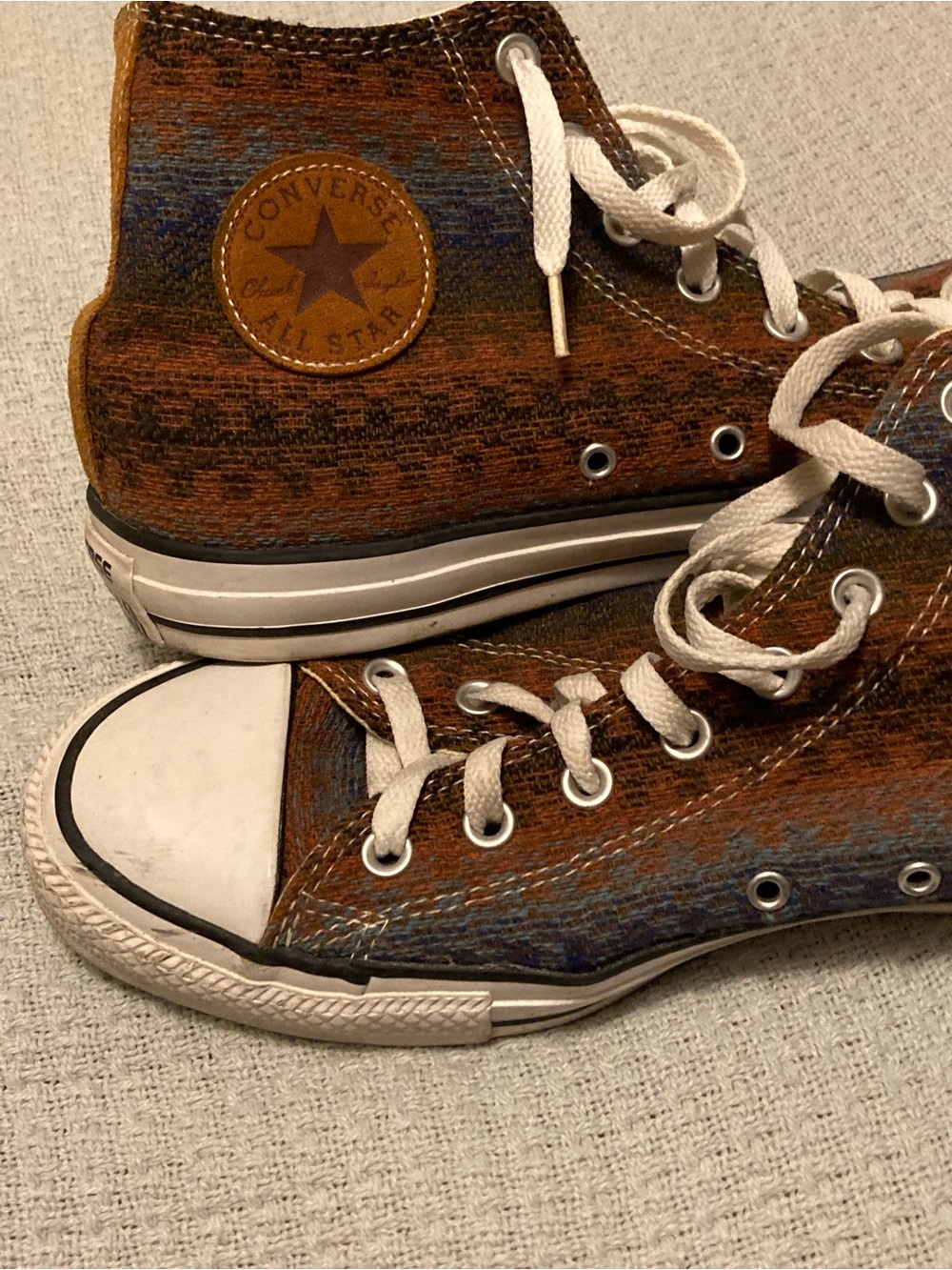 Converse All Star High-Top Sneakers in Brown and Blue